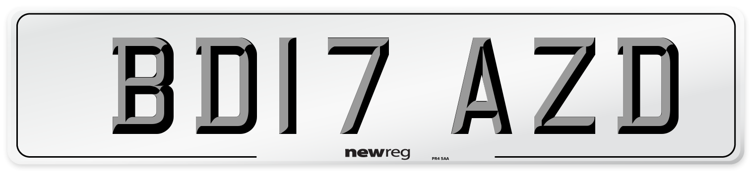 BD17 AZD Number Plate from New Reg